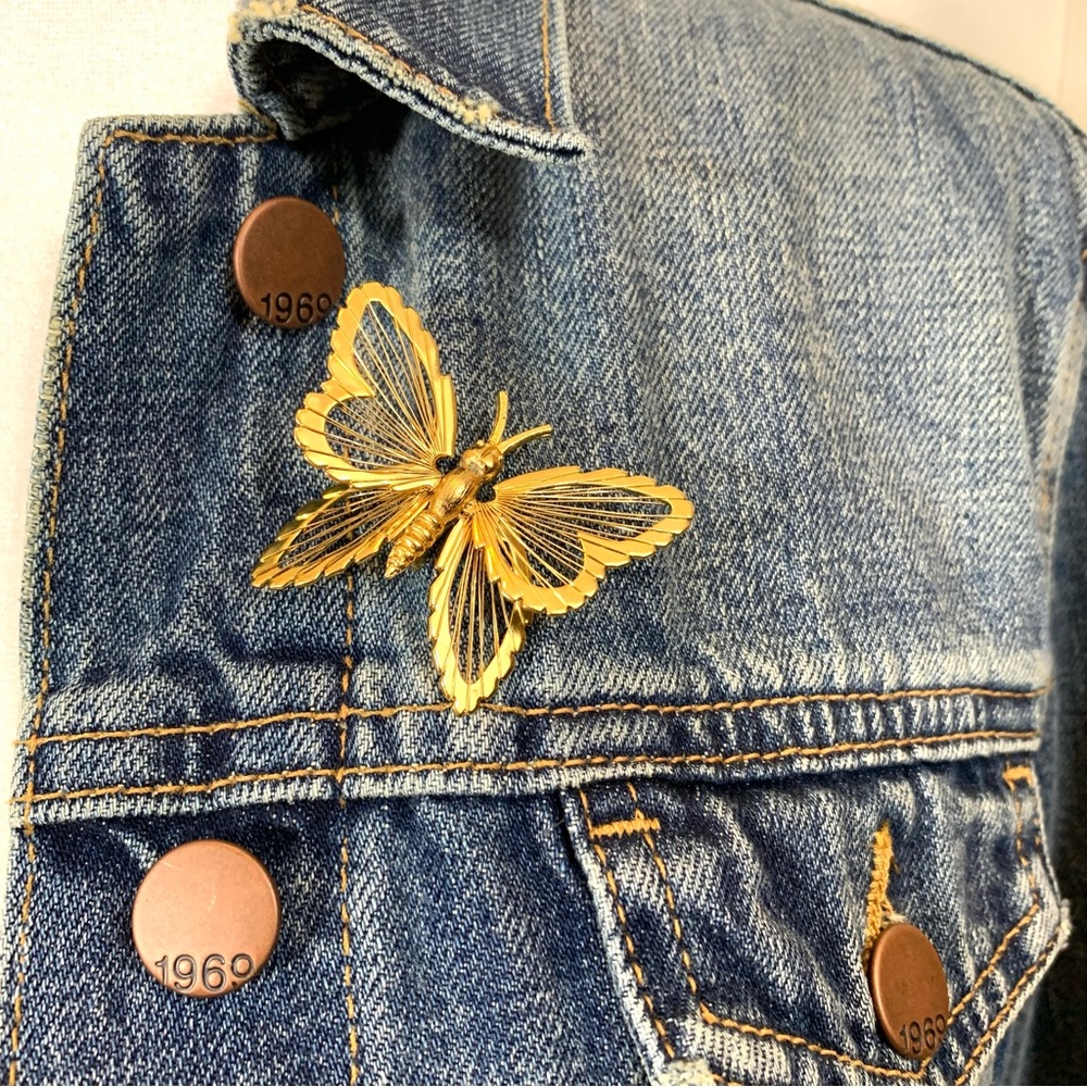 Vintage Monet gold butterfly pin brooch
